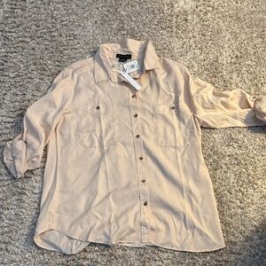 Beige Button-Up Shirt sanctuary size xl